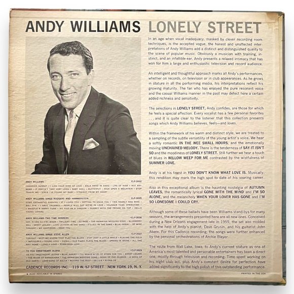 ANDY WILLIAMS Records ~ LONELY STREET + MY FAIR LADY & OTHER BROADWAY HITS + ... - Picture 3 of 15